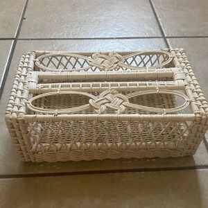 Vintage rattan tissue box holder